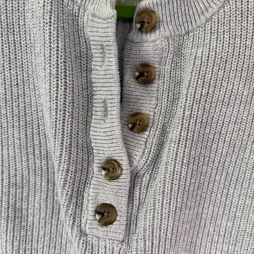 Aerie Light Gray women’s Henley Crewneck Sweater - Picture 3 of 6
